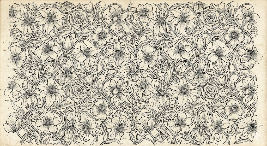 escher line drawings of flowers repeating