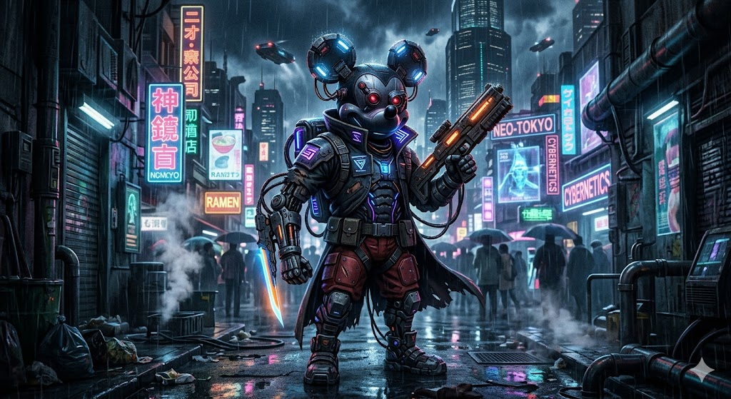 dark cyberpunk mickey mouse
