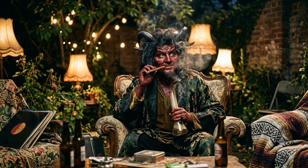 satan smoking weed