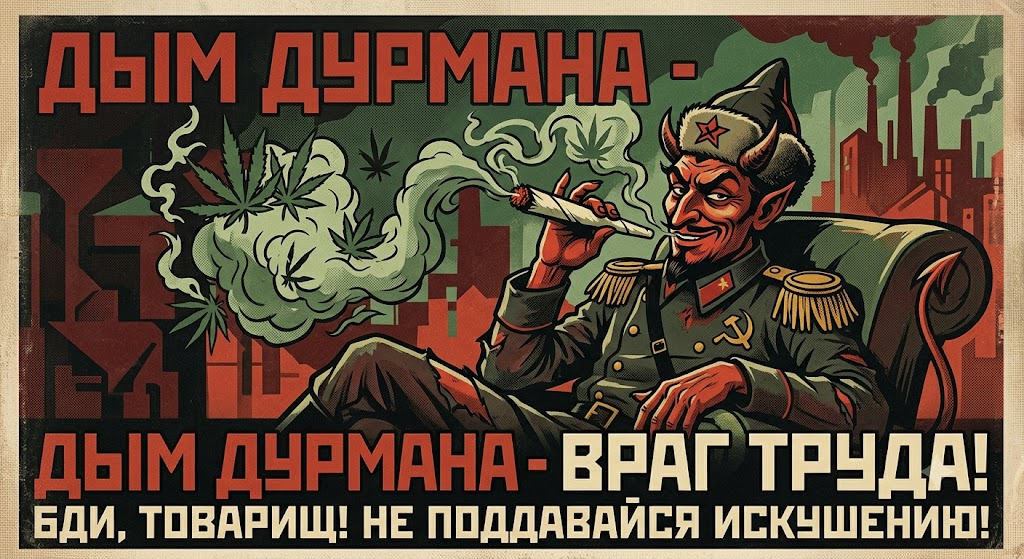 satan smoking weed soviet propaganda
