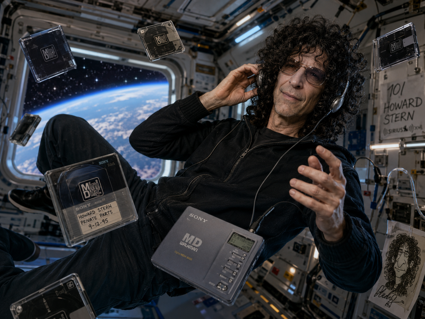 howard stern listening to mini discs while floatin