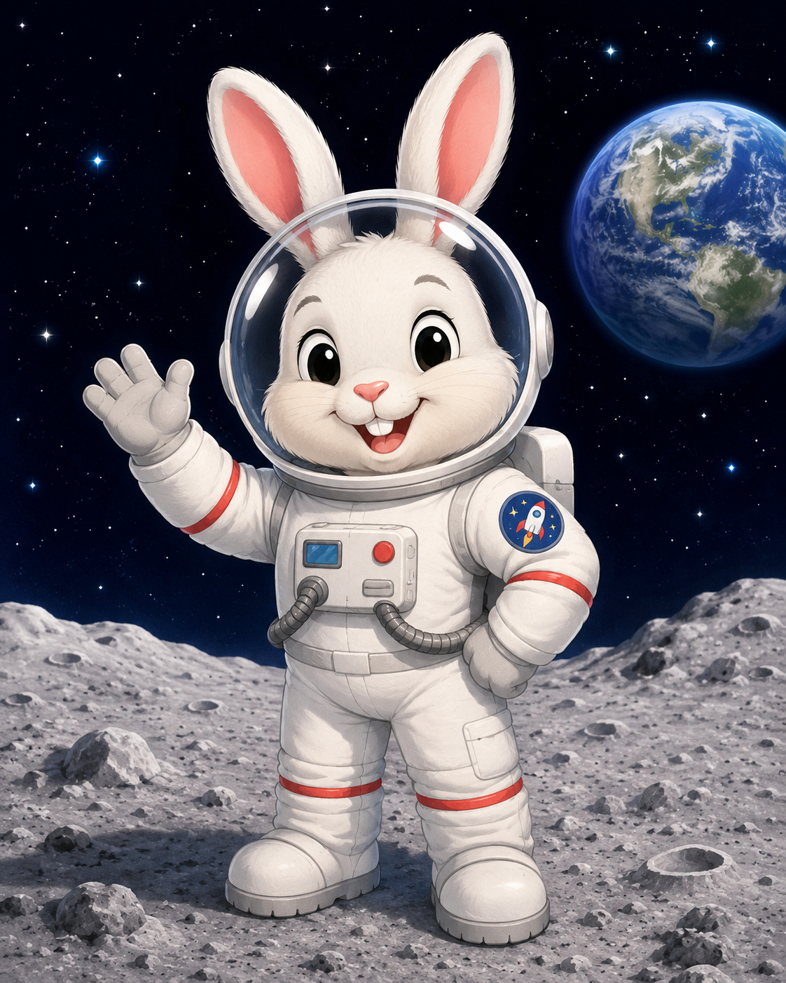 cartoon rabbit in a spacesuit