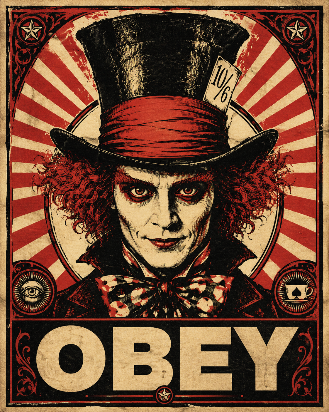 mad hatter obey propaganda poster