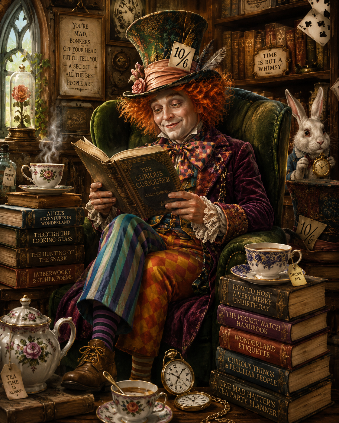 mad hatter reading books