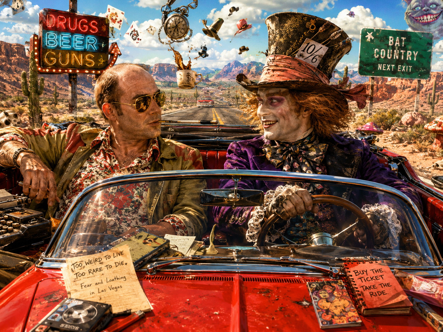 hunter thompson hanging out with the mad hatter in