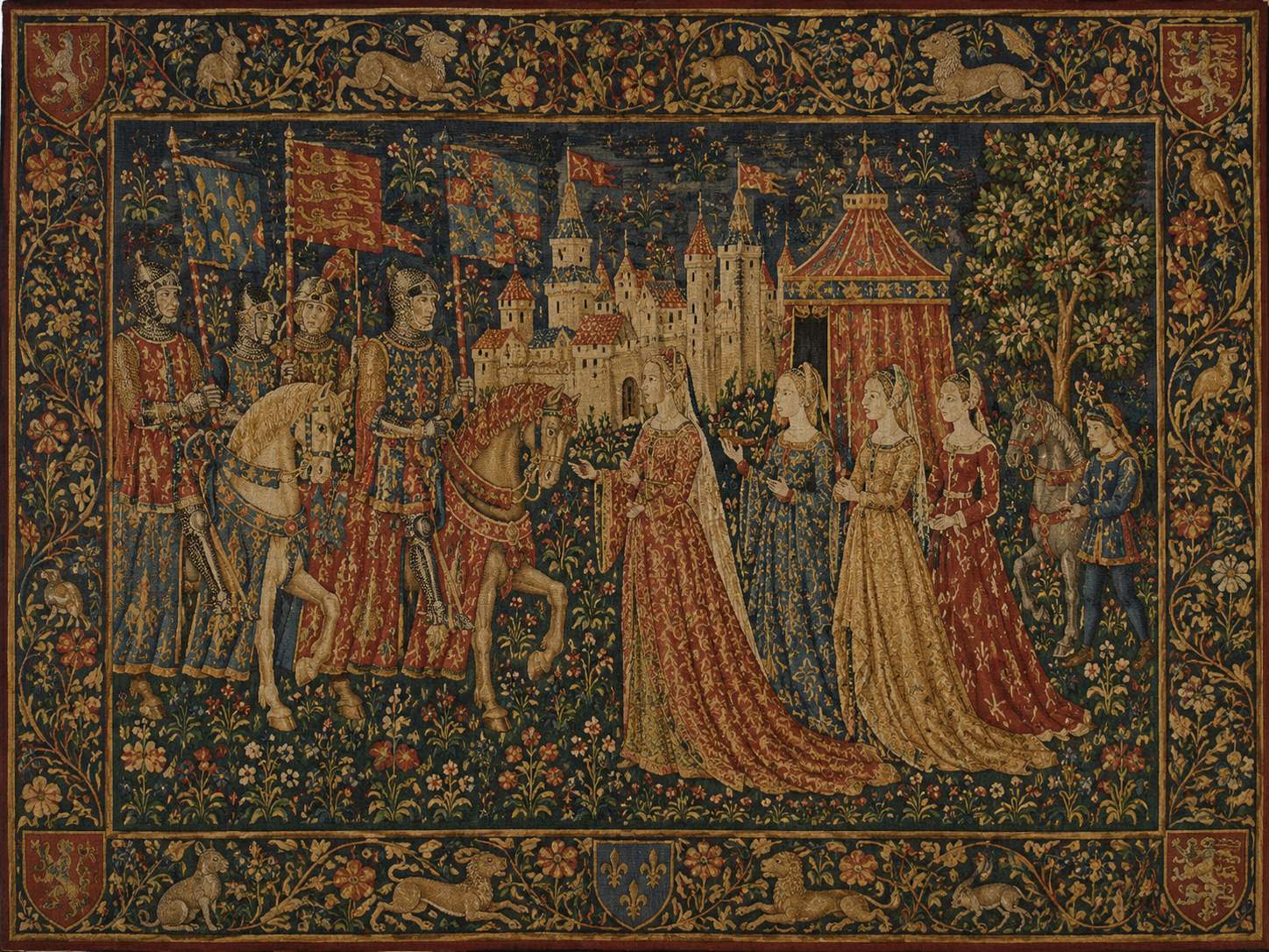 medevil knights and ladies like a tapestry
