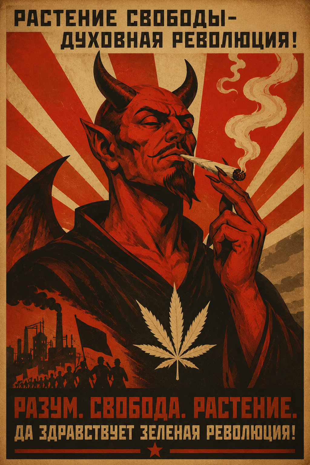 satan smoking weed soviet propaganda