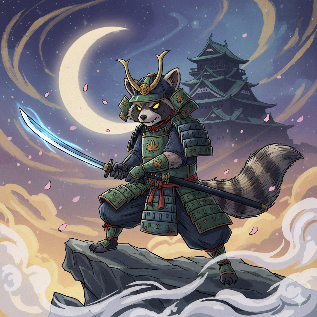 AI Studio raccoon samurai