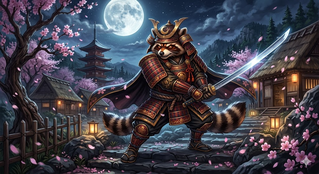 Gemini raccoon samurai