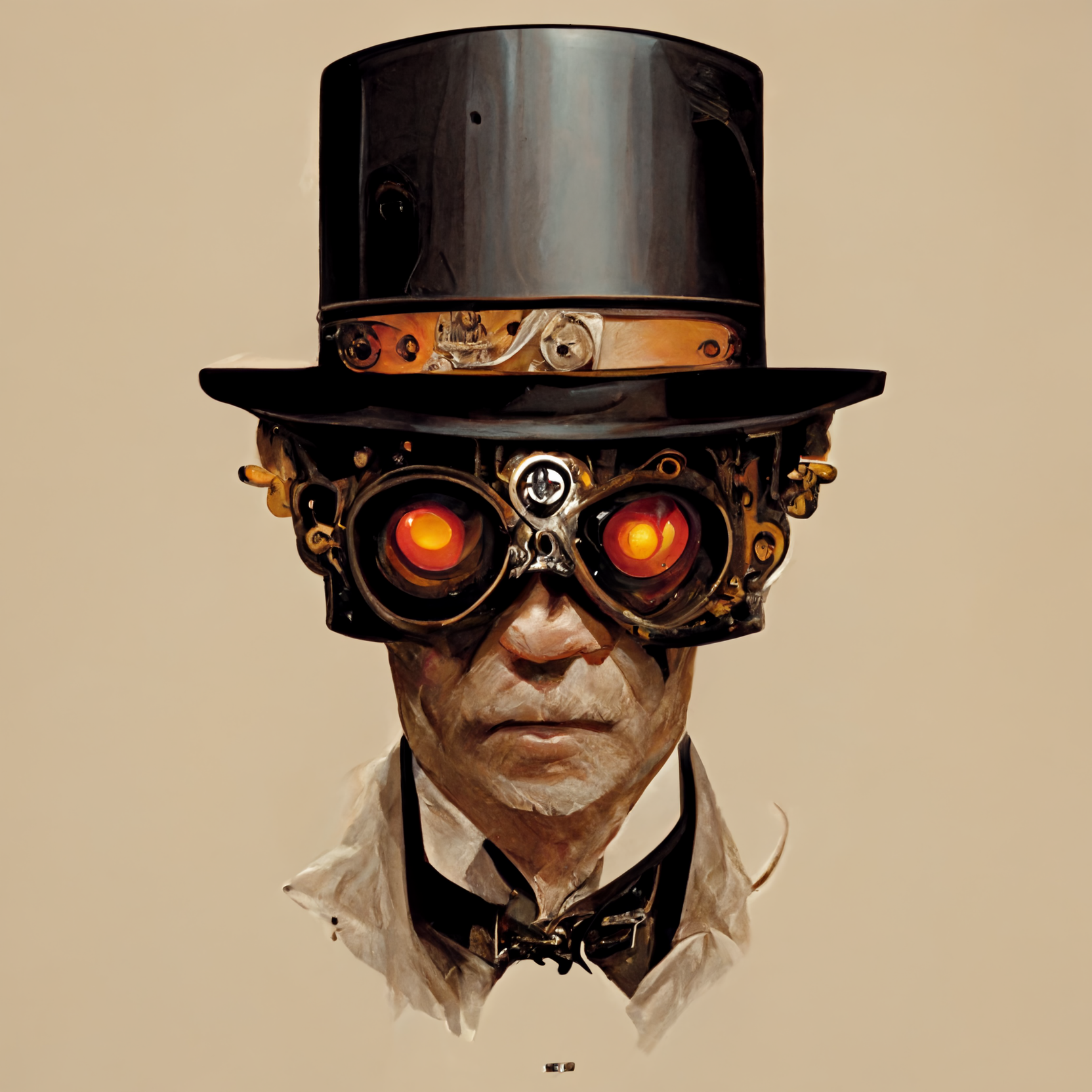 james bond wearing top hat and fly goggles in stea