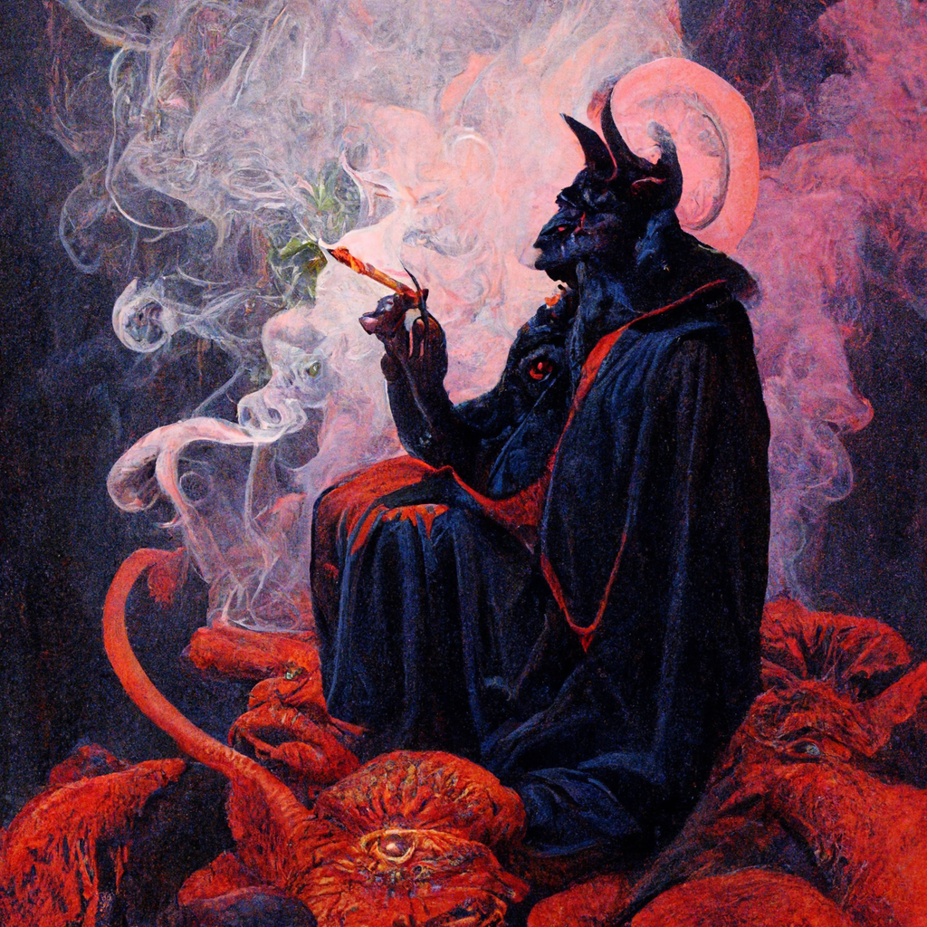 satan smoking weed