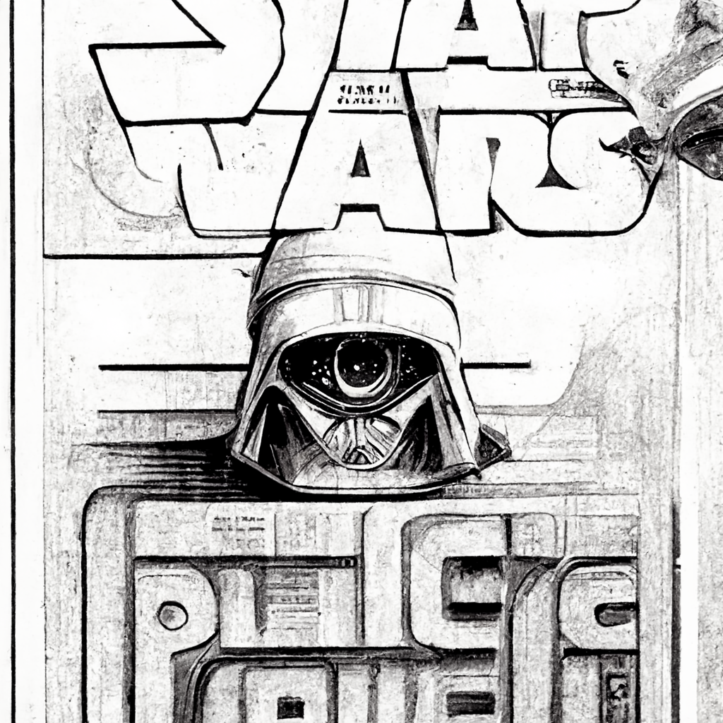 star wars black and white pencil comic book art --
