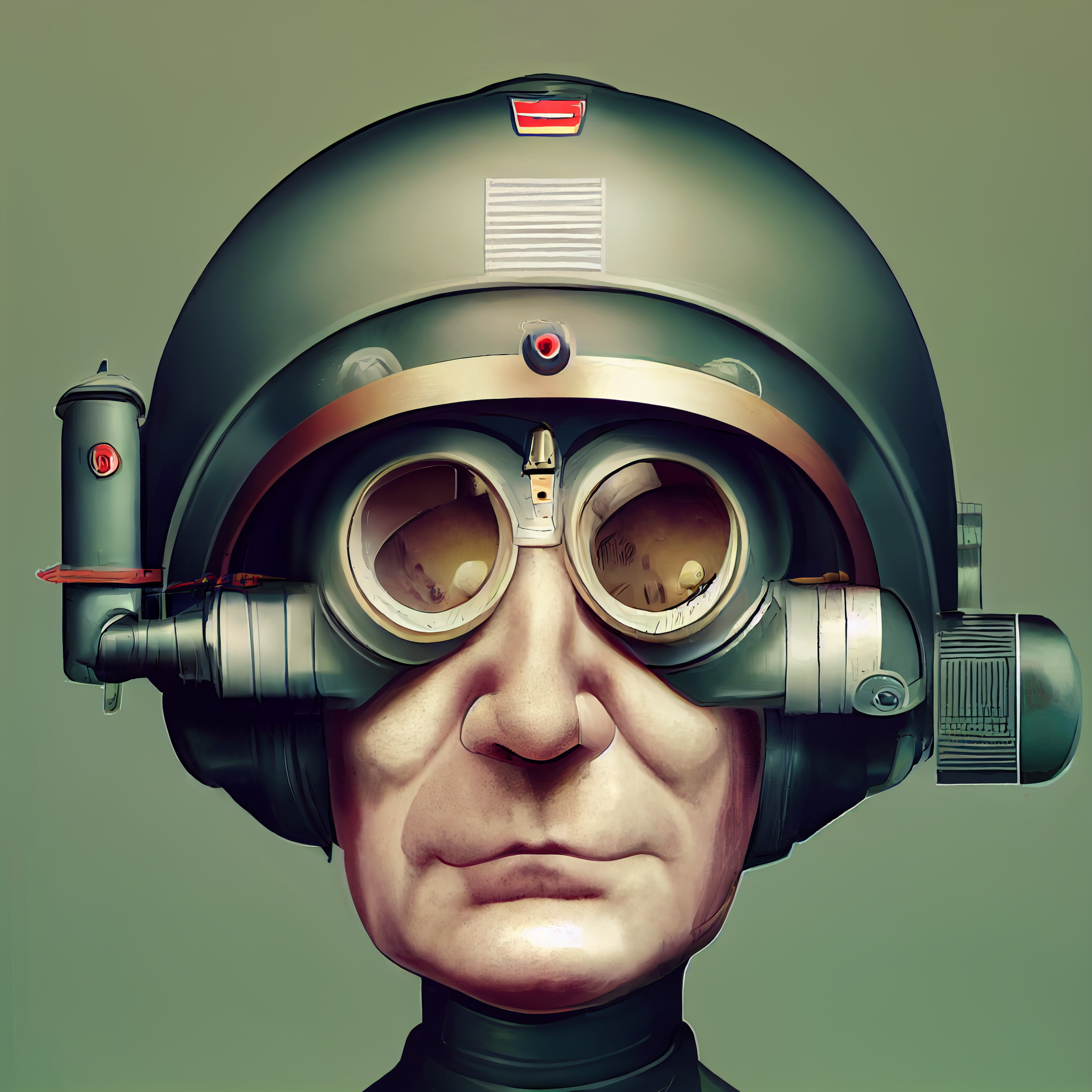 cartoon portraits of robots wearing world war two