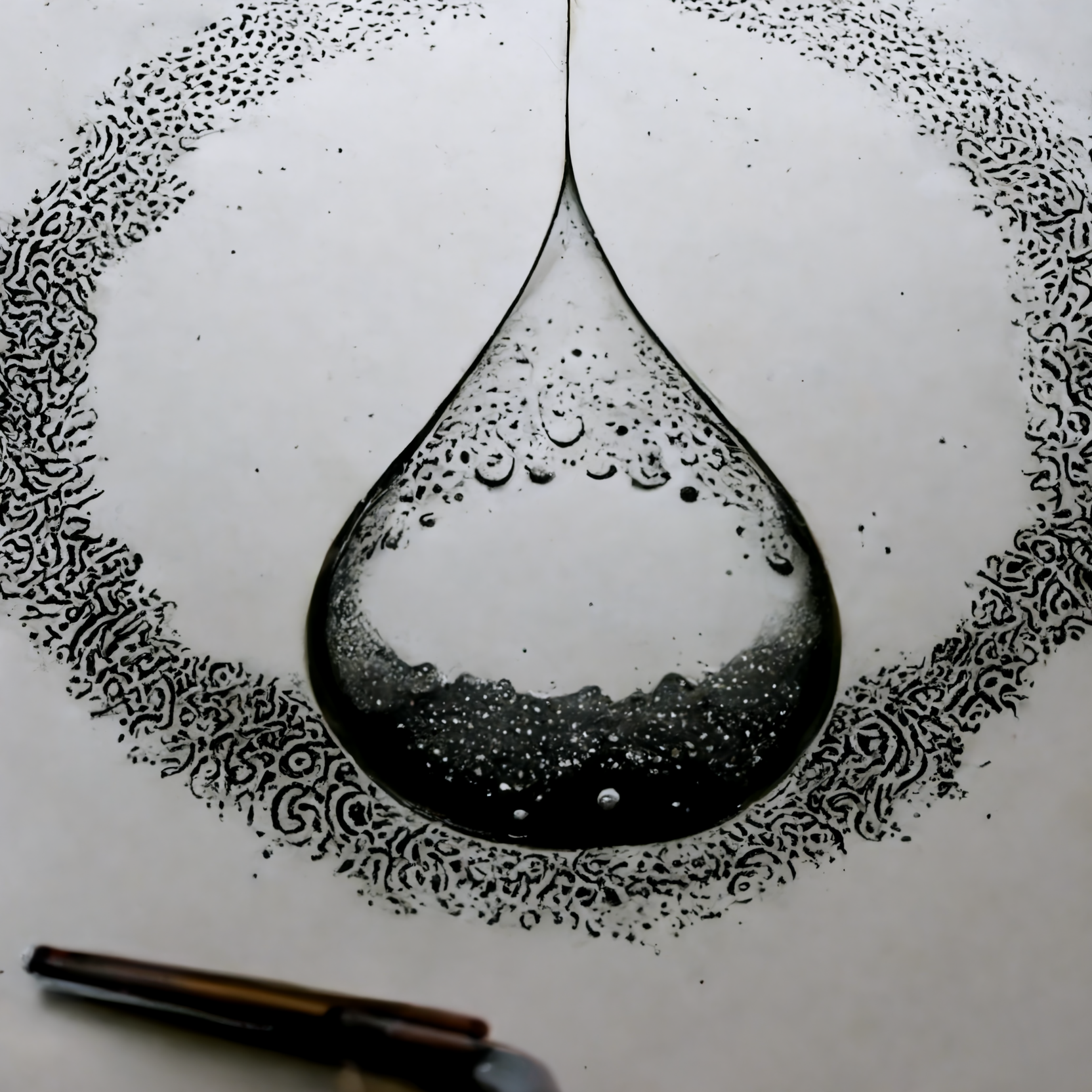 line drawing escher style raindrops going sideways
