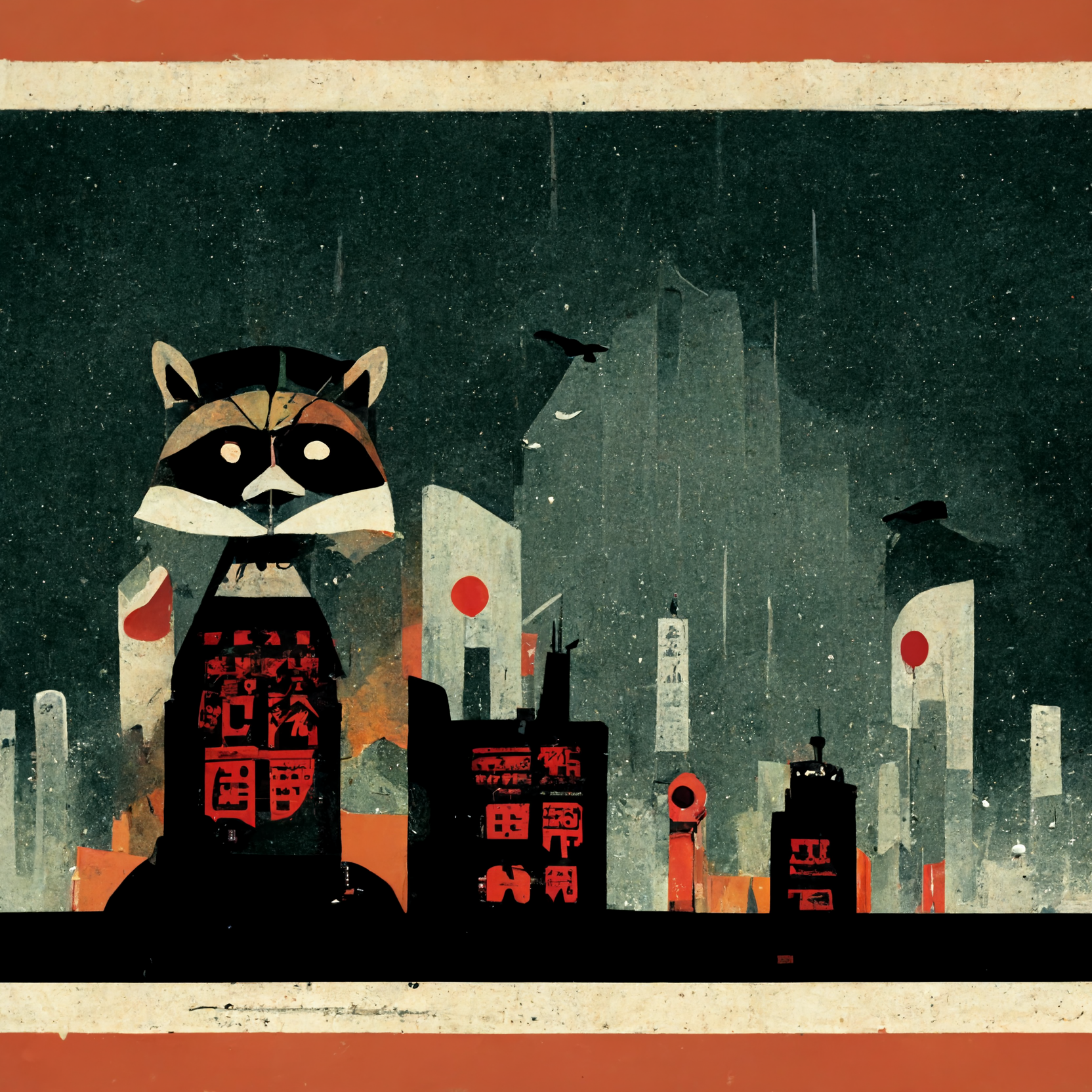 cartoon racoon samurai