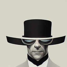 james bond with bug eyed goggles wearing a top hat