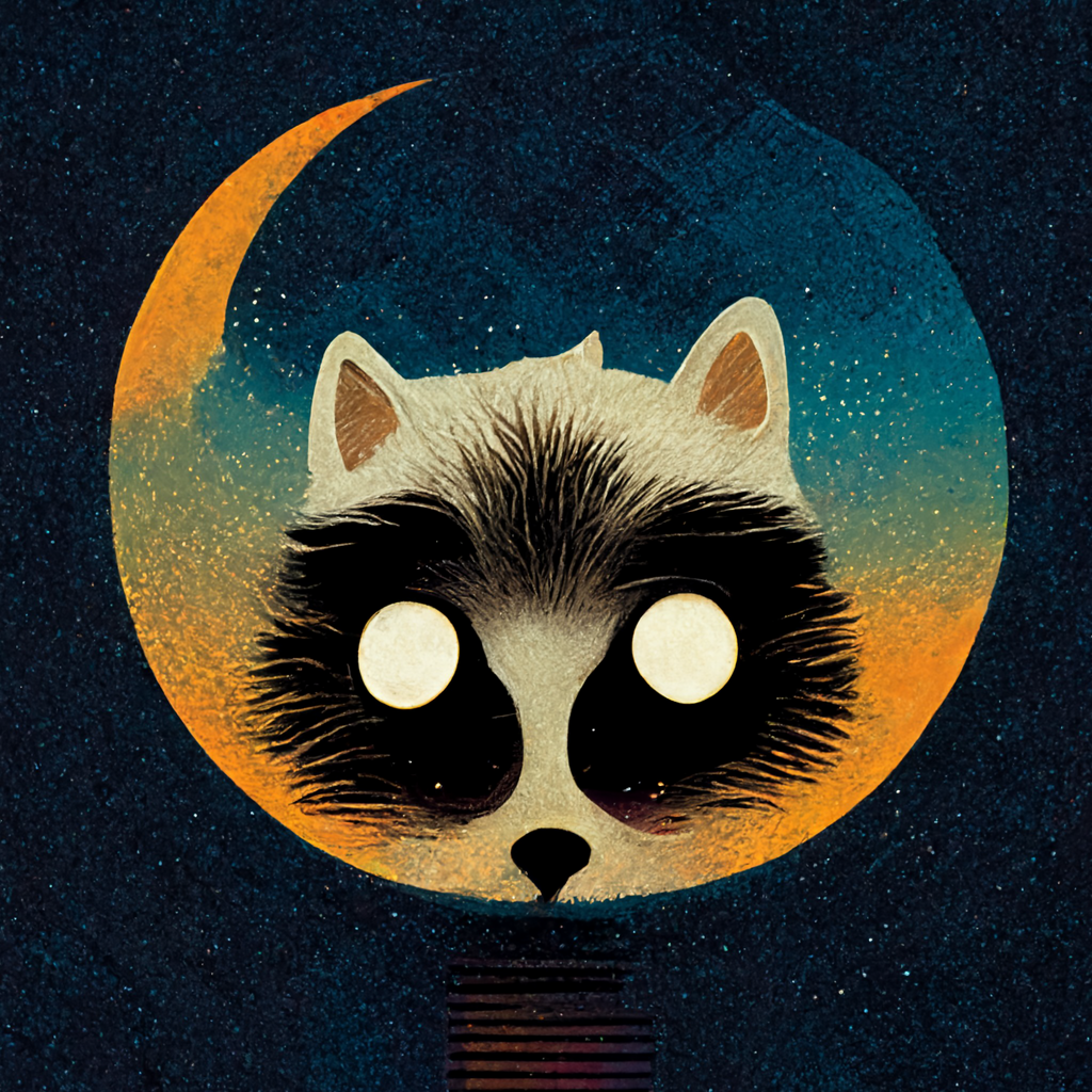 micropchip cartoon racoon moon