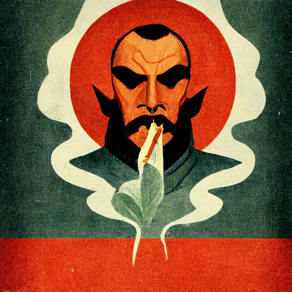 satan smoking weed soviet propaganda
