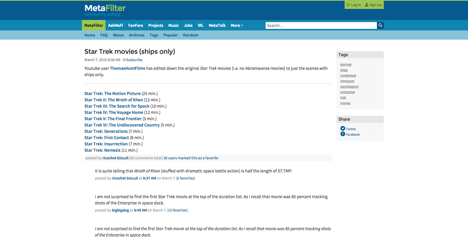 All the Star Trek movies but only the spaceships